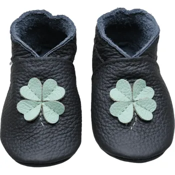 Capáčky EVTODI Kožené capáčky s koženou podrážkou čtyřlístek 2-3 roky Šedá 24,5