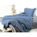 Snový svět Lněné povlečení modrý melír měkčený se zipem - 100% LEN Povlak na peřinu: Peřina 220x200 cm