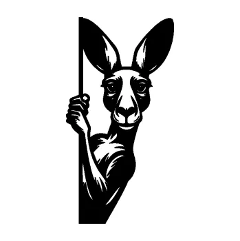 Samolepící dekorace SAMOLEPKA Klokan 006 pravá vykukuje (01 - černá) NA AUTO, NÁLEPKA, FÓLIE, POLEP, TUNING, VLASTNÍ TEXT, TISK, AUTOSAMOLEPKY.cz, POLEPY, OBRÁZEK, LOGO, SAMOLEPKY