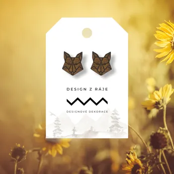 Náušnice Liška, dřevěné náušnice