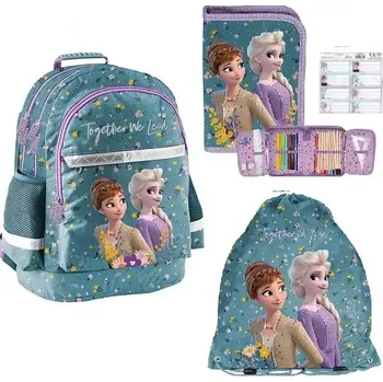 Školní batoh PASO ZVÝHODNĚNÁ ŠKOLNÍ SADA 4 KS LEDOVÉ KRÁLOVSTVÍ batoh,penál,sáček,jmenovky na sešity