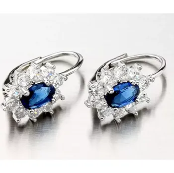 Náušnice Dámské náušnice stříbro 925 zirkon stříbra s modrým kamenem PKL-2103
