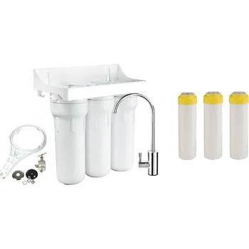 Ochranný vodní filtr Trojitý filtr 10" na dusičnany Sada na připojení pod kuchyňskou linku: Bez sady