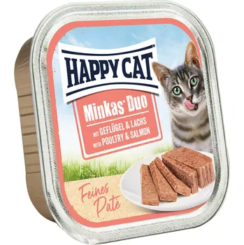 Krmivo pro kočku Happy Cat Minkas Duo Geflügel & Lachs Paté 100 g (min. odběr 16 ks)