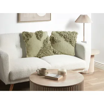 Polštář Sada 2 polštářů zelená bavlna 45 x 45 cm vrhací polštáře dekorační měkké výplně příslušenství obývacího pokoje ložnice Beliani