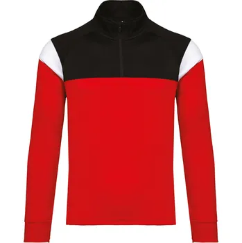 Chlapecká mikina KARIBAN Dětská tréninková mikina s 1/4 zipem PA388 Velikost: 8-10 let, Barva: červená-černá