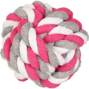 Hračka pro psa Hračka FLAMINGO bavlna - míč růžovobílošedý 5,5cm