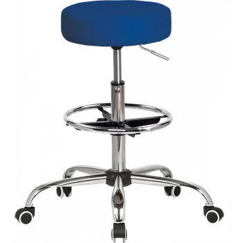 LZ 21SP EXT židle lékařská, HR sedák, kříž chrom, kruh pro nohy, ekokůže tmavě modrá