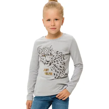 Dívčí oblečení Dívčí tričko s dlouhým rukávem Just Selfie - šedý melanž 134