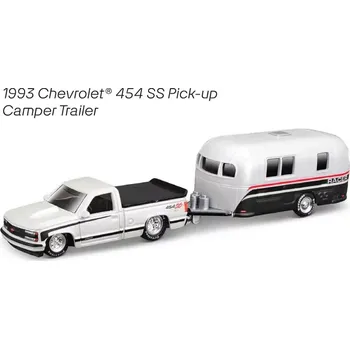 Hračka Chevrolet 454 SS Pick-Up 1993 + Camper Trailer (sběratelský model, určeno pouze k vystavení)