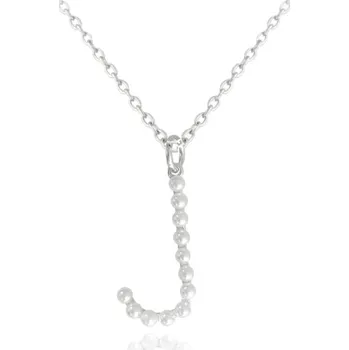 Náhrdelník MINET Stříbrný náhrdelník písmeno "J" s perličkami