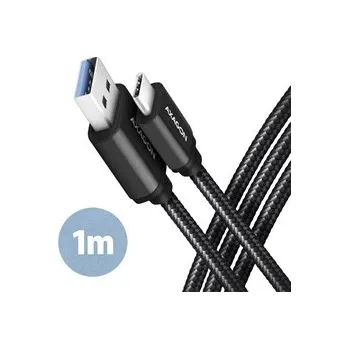 Datový kabel AXAGON , SPEED kabel USB-C <-> USB-A, 1m, USB 3.2 Gen 1, 3A, ALU, oplet, černý BUCM3-AM10AB