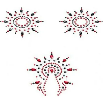 Ozdoba na bradavku Černo-červená sada nálepek na bradavky Gloria Mystim (3 ks)