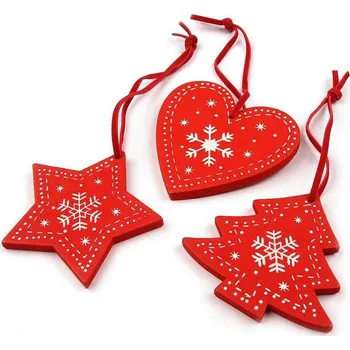 Vánoční dekorace Dřevěná vánoční dekorace - 2 červená