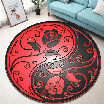 Koberec Yin yang kulatý koberec moderní - 100 cm x 100 cm,8