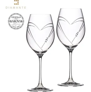 Sklenice Sklenice na červené víno se Swarovski Elements Hearts 470 ml