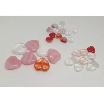 Dětské navlékací korálky Korálky skleněné ramš - SRDÍČKA (krabička 50g) (PRECIOSA)