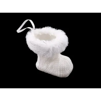 Vánoční dekorace Dekorace bota k zavěšení - bílá