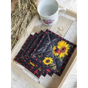 prostírání Podkafíčka - sada 4 kusy - Vlčí máky a slunečnice