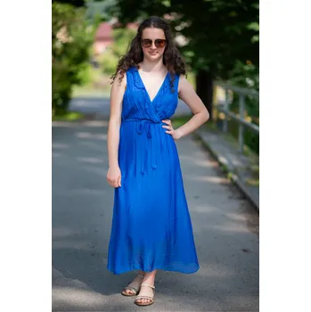 Dámské šaty Dlouhé hedvábné šaty 23162 Italy barva: fialová-lila, velikost: Univerzální-jedna velikost