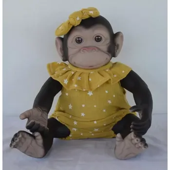 plyšák Opička v béžovém bodíčku s kanýrkem od RosaToys (MONO REBORN 35CM ROSA )