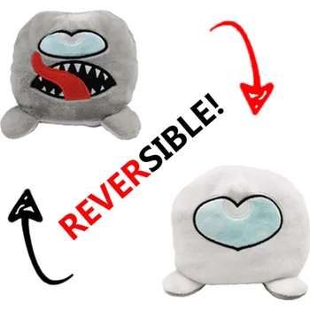 plyšák Teddies Oboustranný plyšový "ksichtík" Barva: šedá srdce