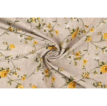 Bavlna režná popínavé květy žluté