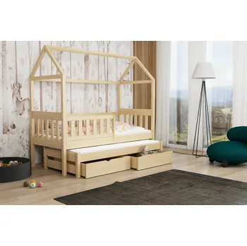 Postel Max-i Dětská postel domeček s přistýlkou ROAR KIDBED TWO + rošty Zvolte rozměr:: 80 x 180 cm, Zvolte barvu:: barva růžová + ŠUPLÍKY