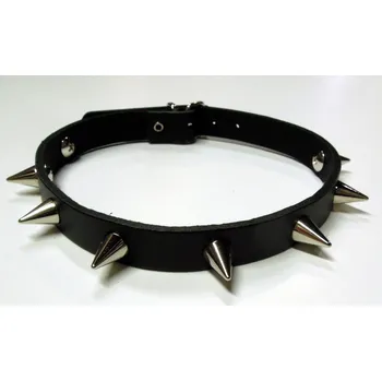 Náramek Kožený obojek/choker s hroty jednořadý STX-NB150 Velikost: UNI