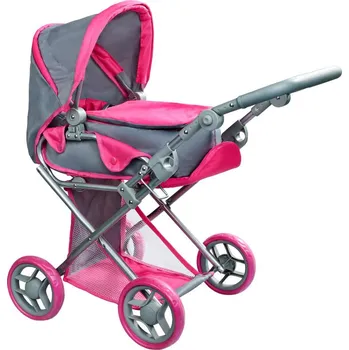 Kočárek pro panenku Multifunkční kočárek pro panenky Baby Mix Elsa šedo-růžový