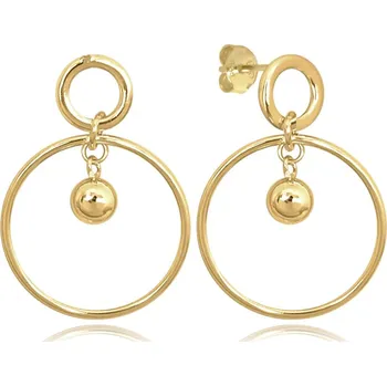 Náušnice MINET Pozlacené moderní stříbrné náušnice KRUHY s kuličkou