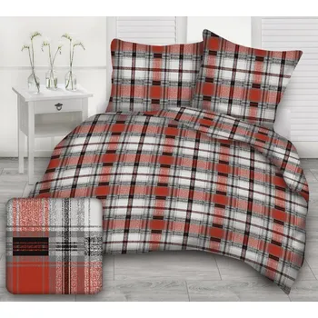 Povlečení TiaHome Karo červené 1x Polštář 90x70cm, 1x Přikrývka 140x200cm