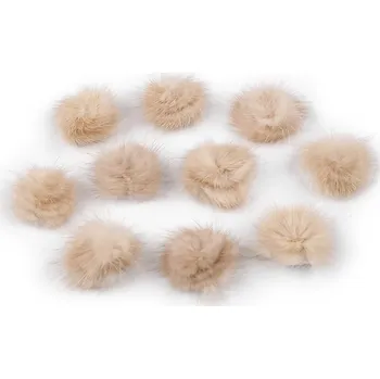 Aplikace kožešinová bambulka Ø3 cm - béžová sv.-hnědá (10 ks)