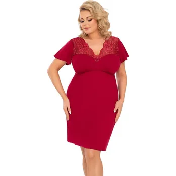 Dámské noční prádlo Noční košilka Donna Doris Plus bordó Barva: Bordó, Velikost: 6XL