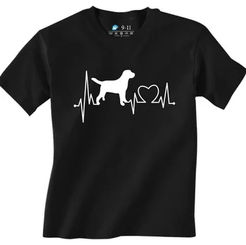 Chlapecké tričko Dětské tričko Kardiogram a Pes (Od 3 do 13 let) (Velikost: 5-6, Barva: Černá)