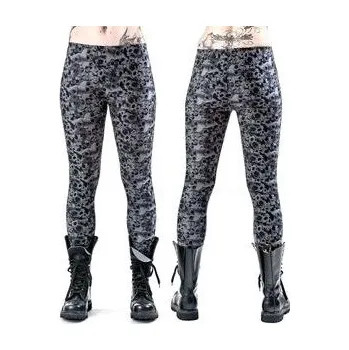 Dámské legíny Metalové legíny dámské šedé s lebkami