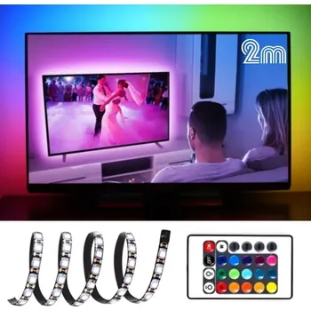 LED páska Barevný LED pásek za televizi s dálkovým ovládáním - RGB osvětlení - Délka 2m