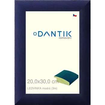 Rám na obraz DANTIK rámeček 20x30 | LEDVINKA modrá (Sklo Čiré) (Vyrobeno s láskou u nás v DANTIKU)