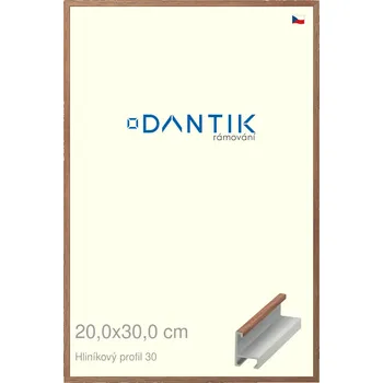 Rám na obraz DANTIK rámeček 20x30 | ALU profil 6030 Dýha ořech lak matný (Sklo Čiré) (Vyrobeno s láskou u nás v DANTIKU)