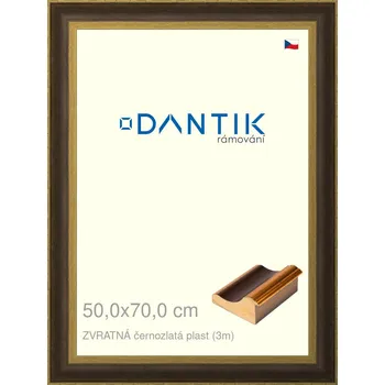 Rám na obraz DANTIK rámeček 50x70 | ZVRATNÁ černozlatá plast (Plexi Čiré) (Vyrobeno s láskou u nás v DANTIKU)