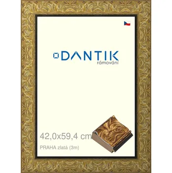 Rám na obraz DANTIK rámeček 42x59,4 | PRAHA zlatá (Plexi Čiré) (Vyrobeno s láskou u nás v DANTIKU)