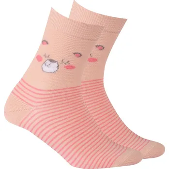 Dívčí oblečení Dívčí vzorované ponožky WOLA MEDVÍDEK růžové Velikost: 27-29