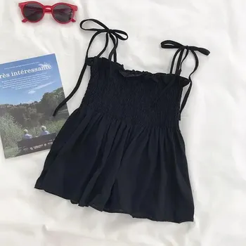 Dámské šaty Letní šaty na ramínka s vázáním Barva: Černá, Velikost: XL