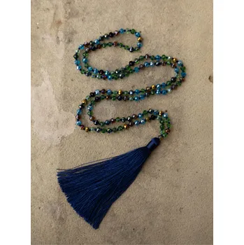 Náhrdelník Náhrdelník Japa mala s modrým střapcem