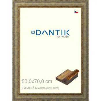 Rám na obraz DANTIK rámeček 50x70 | ZVRATNÁ bílozlatá plast (Plexi Čiré) (Vyrobeno s láskou u nás v DANTIKU)