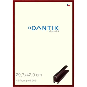 Rám na obraz DANTIK rámeček 29,7x42 | ALU profil 7269 Červená Rubin broušená (Plexi Čiré) (Vyrobeno s láskou u nás v DANTIKU)