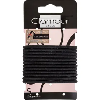 Glamour černé gumičky do vlasů bez kovu, 12 ks/1 bal.