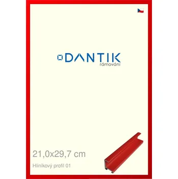 Rám na obraz DANTIK rámeček 21x29,7 | ALU profil 7001 Červená Ferrari lesklá (Sklo Čiré) (Vyrobeno s láskou u nás v DANTIKU)