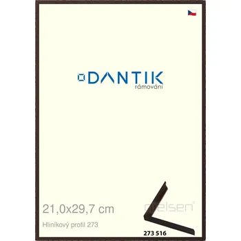 Rám na obraz DANTIK rámeček 21x29,7 | ALU profil 7273 Dýha wenge tmavá (Sklo Čiré) (Vyrobeno s láskou u nás v DANTIKU)