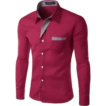 Pánská košile Pánská košile Camisa Masculina Barva: Bordová, Velikost: L